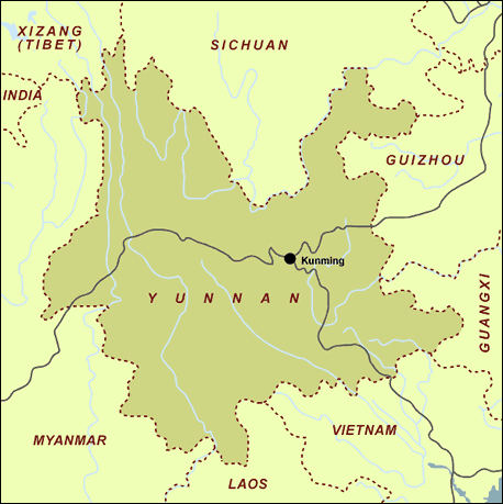 Karte der Provinz Yunnan